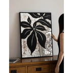 Radiant Floral Mother of Pearl Wall Art with Textured Black Relief Main Product Image