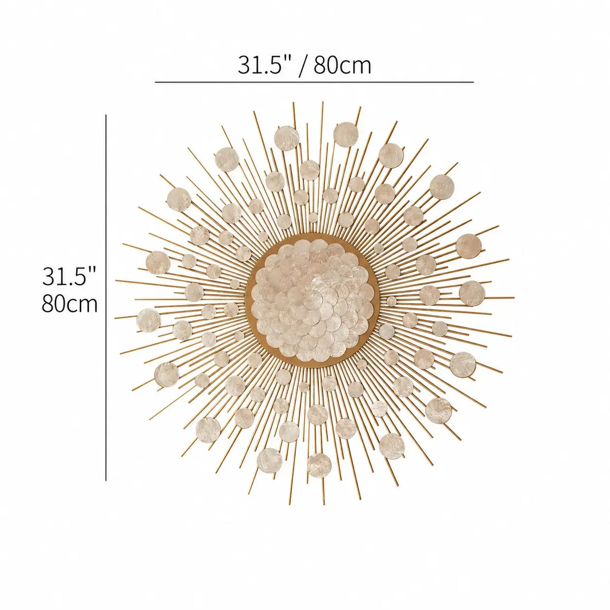 Radiant Mother of Pearl Wall Art in Layered Gold Sunburst Relief