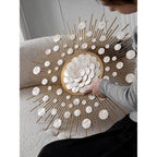 Radiant Mother of Pearl Wall Art in Layered Gold Sunburst Relief