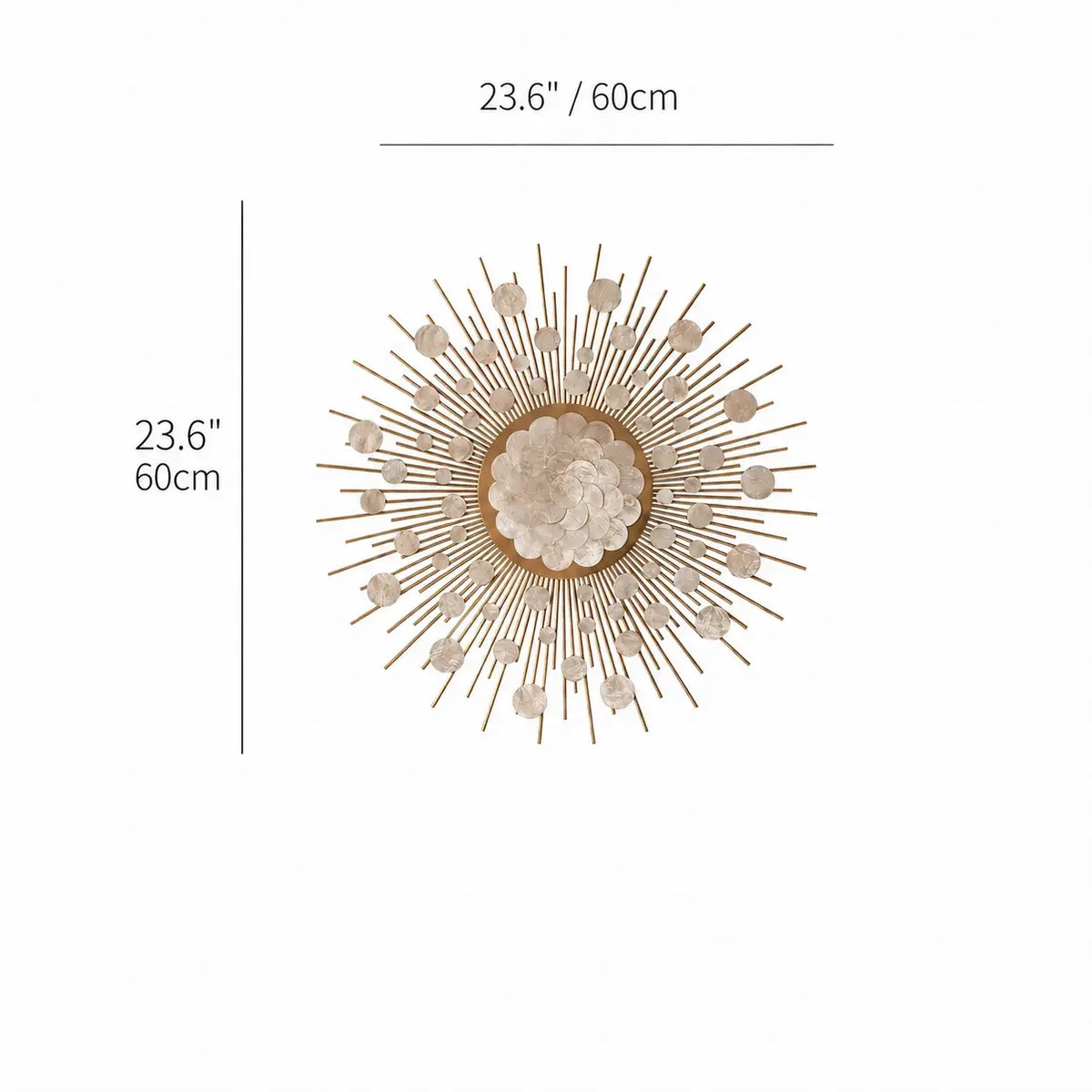 Radiant Mother of Pearl Wall Art in Layered Gold Sunburst Relief