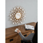Radiant Mother of Pearl Wall Art in Layered Gold Sunburst Relief