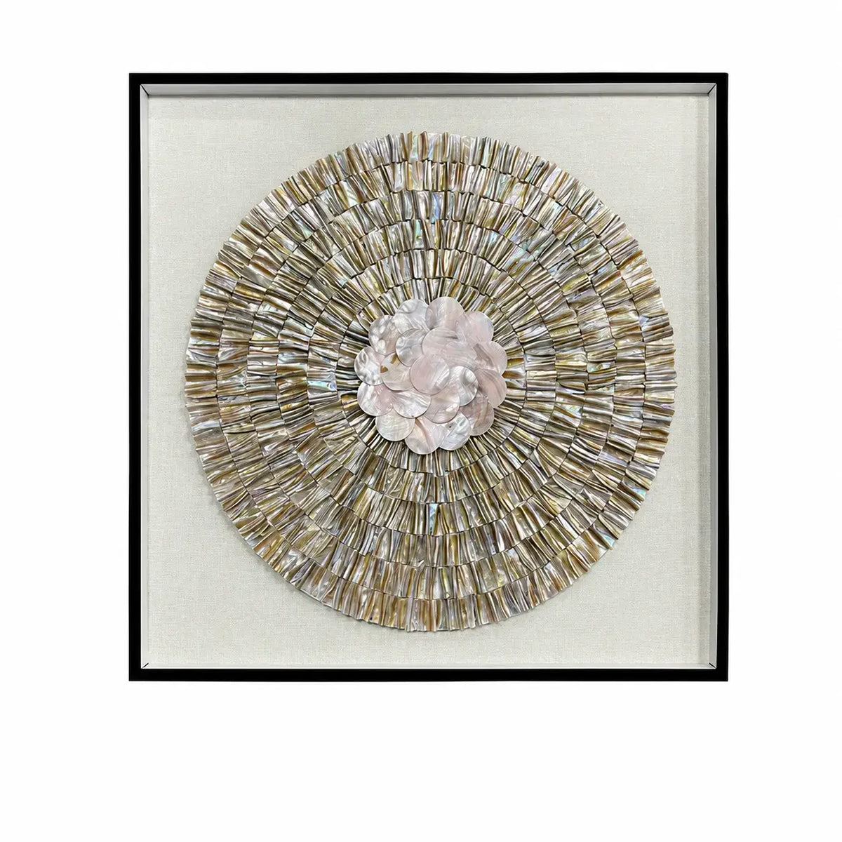 Radiant Peony Mother of Pearl Wall Art, Sculpted Relief Single or Triptych