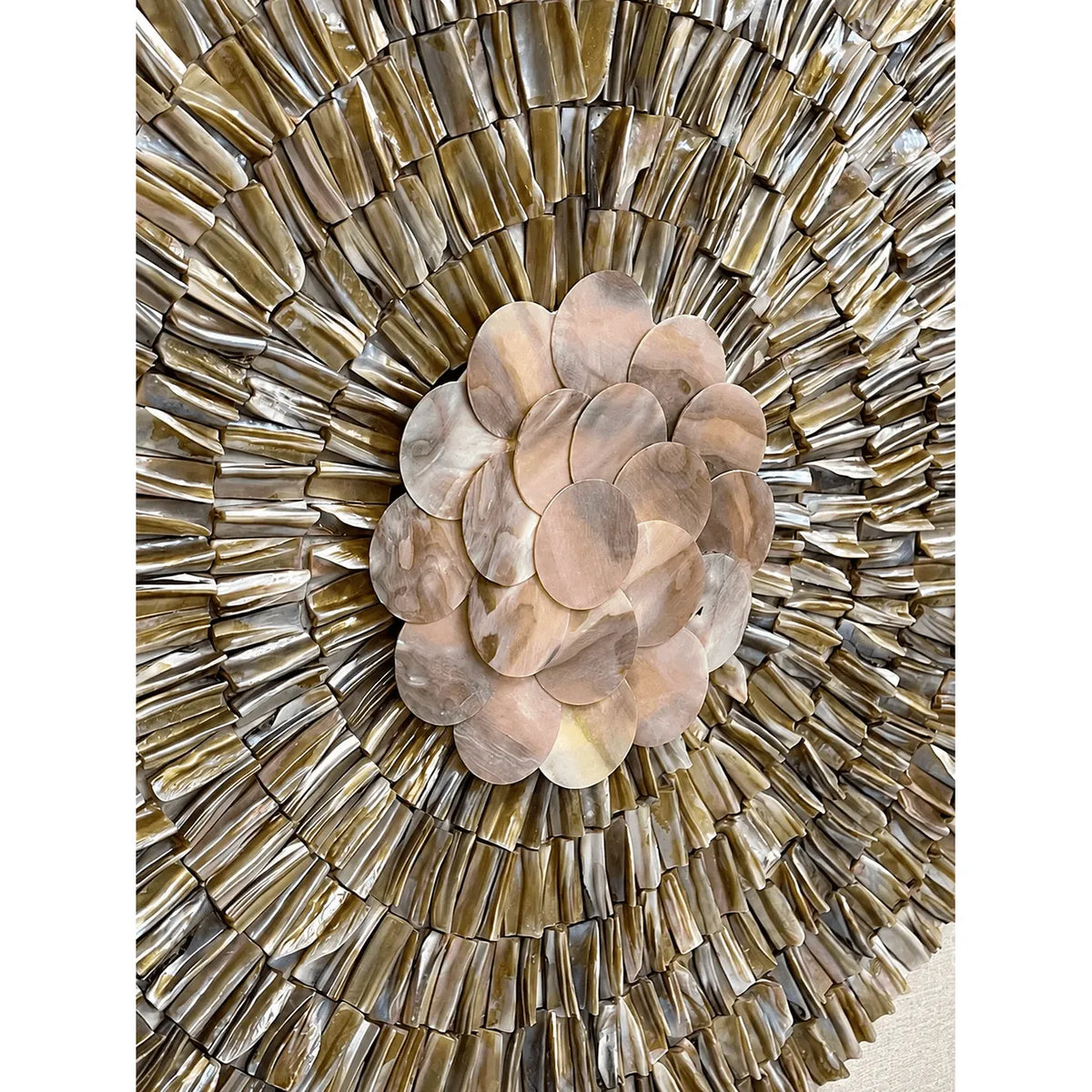 Radiant Peony Mother of Pearl Wall Art, Sculpted Relief Single or Triptych