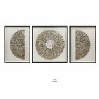 Radiant Peony Mother of Pearl Wall Art, Sculpted Relief Single or Triptych