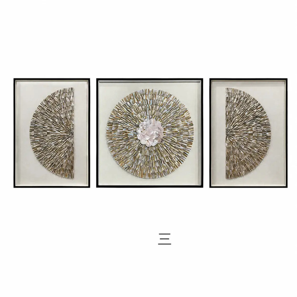 Radiant Peony Mother of Pearl Wall Art, Sculpted Relief Single or Triptych