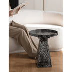Radiating Shell Inlay Mother of Pearl Side Table with Sculptural Pedestal