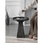 Radiating Shell Inlay Mother of Pearl Side Table with Sculptural Pedestal