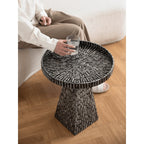 Radiating Shell Inlay Mother of Pearl Side Table with Sculptural Pedestal Main Product Image