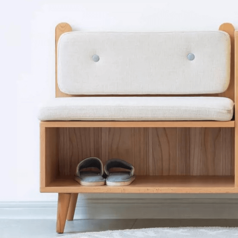 Rattan Shoe Storage Bench - Upholstered, Natural/Walnut