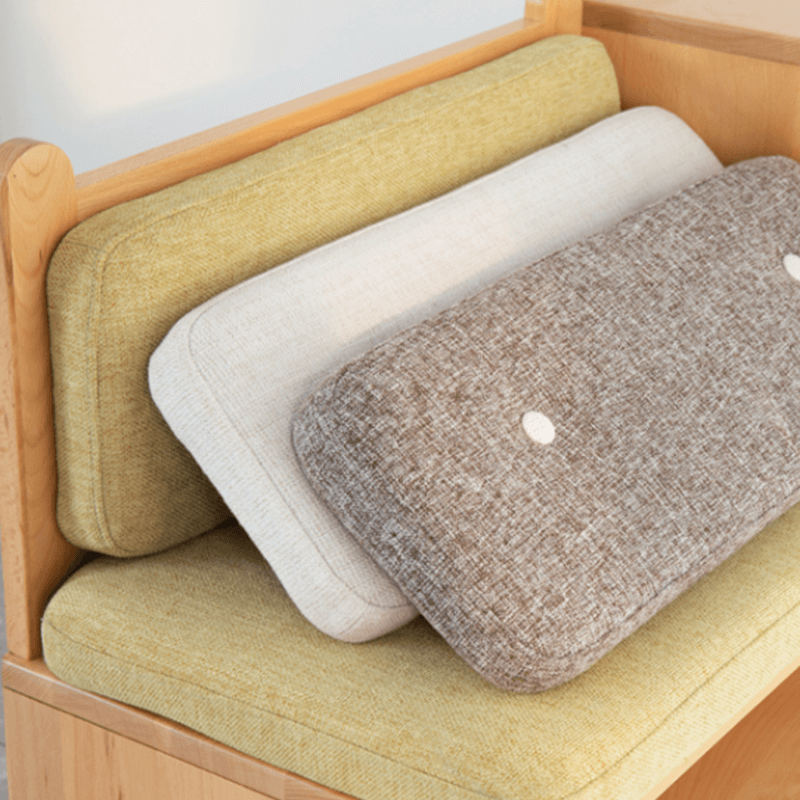 Rattan Shoe Storage Bench - Upholstered, Natural/Walnut