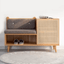 Rattan Shoe Storage Bench - Upholstered, Natural/Walnut Main Product Image