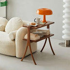 Rectangular Oak Side Table With Layered Shelf - Brown Main Product Image