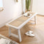 Rectangular Solid Ash Bedroom Bench Featuring Natural Rattan Inlay and A-Frame Legs