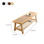 Rectangular Solid Ash Bedroom Bench Featuring Natural Rattan Inlay and A-Frame Legs Dimensions