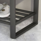 Rectangular Storage Bench with Houndstooth and Solid Upholstery – Modern Entryway Design