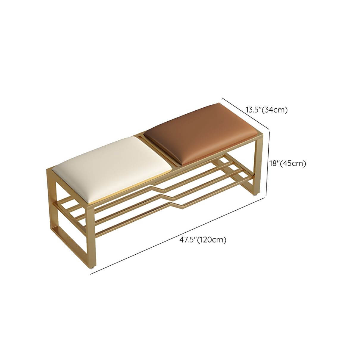 Rectangular Storage Bench with Houndstooth and Solid Upholstery – Modern Entryway Design Dimensions