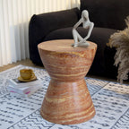 Red Faux Travertine Sculptural Hourglass End and Side Table Series
