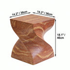 Red Faux Travertine Sculptural Hourglass End and Side Table Series Dimensions