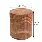 Red Faux Travertine Sculptural Hourglass End and Side Table Series Dimensions