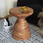 Red Faux Travertine Sculptural Hourglass End and Side Table Series Main Product Image