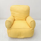 Red Plaid Upholstered Club Sofa for Kids - Cozy Seating Solution