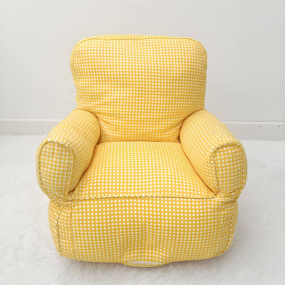 Red Plaid Upholstered Club Sofa for Kids - Cozy Seating Solution