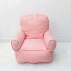 Red Plaid Upholstered Club Sofa for Kids - Cozy Seating Solution