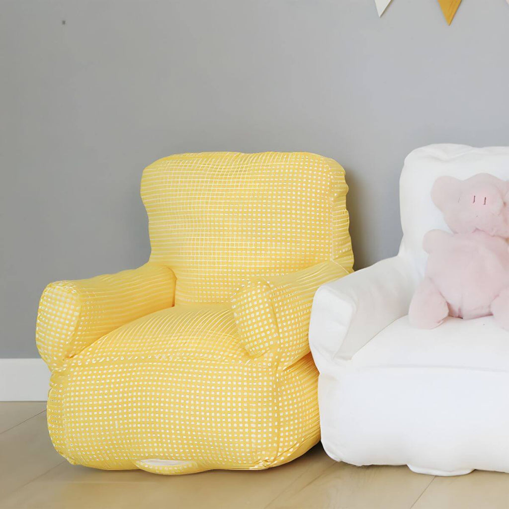 Red Plaid Upholstered Club Sofa for Kids - Cozy Seating Solution