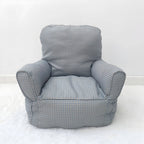 Red Plaid Upholstered Club Sofa for Kids - Cozy Seating Solution