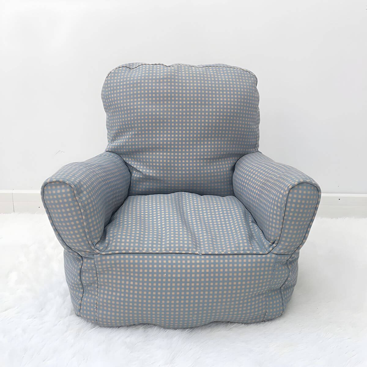 Red Plaid Upholstered Club Sofa for Kids - Cozy Seating Solution