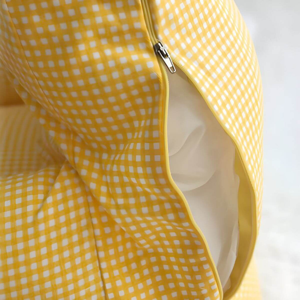 Red Plaid Upholstered Club Sofa for Kids - Cozy Seating Solution