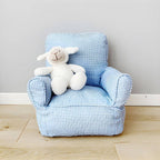 Red Plaid Upholstered Club Sofa for Kids - Cozy Seating Solution