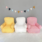 Red Plaid Upholstered Club Sofa for Kids - Cozy Seating Solution