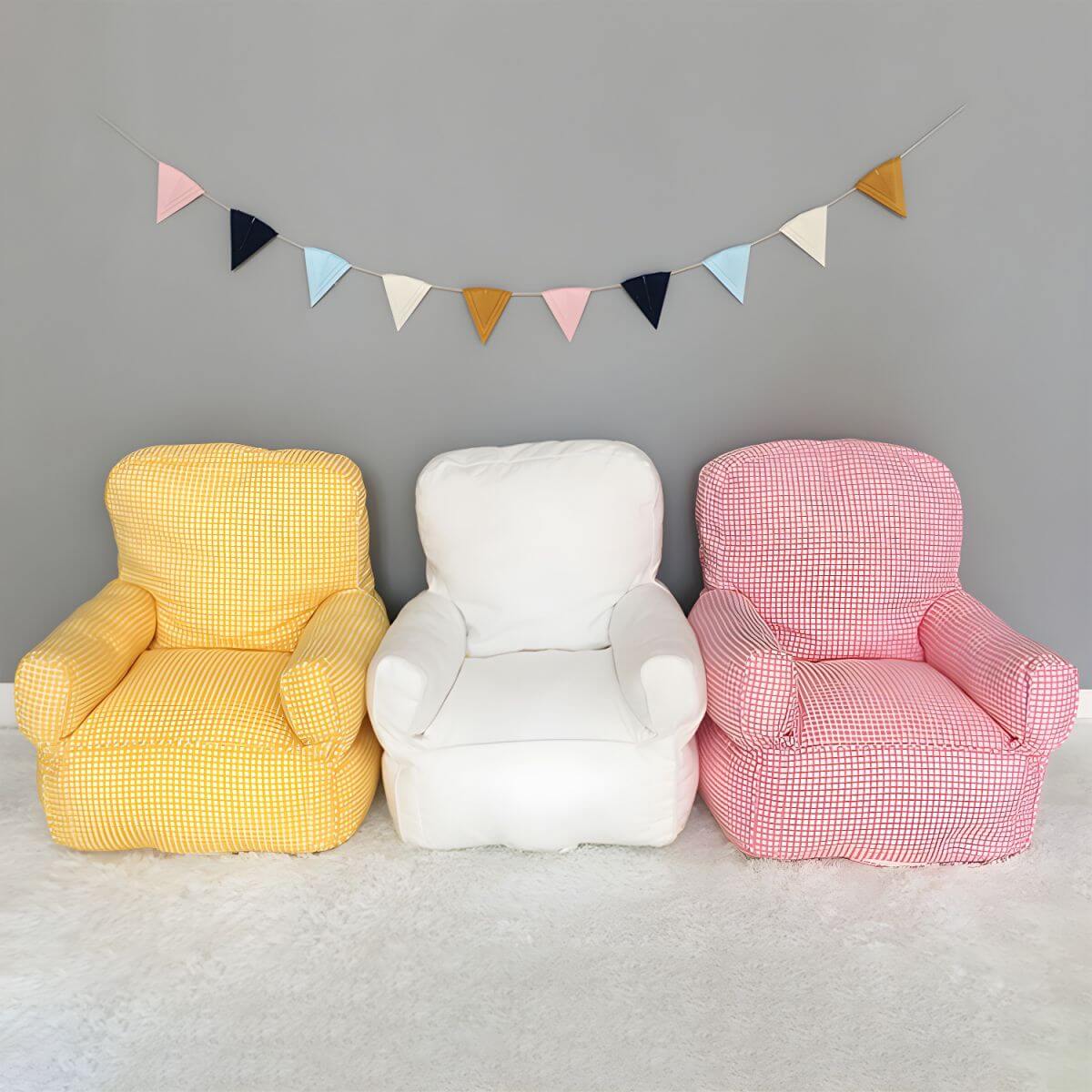 Red Plaid Upholstered Club Sofa for Kids - Cozy Seating Solution