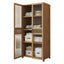 Reeded Glass Rattan Wood Wardrobe Armoire With Soft-Close Storage
