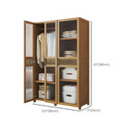 Reeded Glass Rattan Wood Wardrobe Armoire With Soft-Close Storage Dimensions