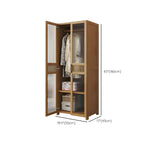 Reeded Glass Rattan Wood Wardrobe Armoire With Soft-Close Storage Dimensions