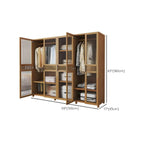 Reeded Glass Rattan Wood Wardrobe Armoire With Soft-Close Storage Dimensions