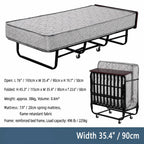 Reinforced Metal Rollaway Bed With Walnut-Top Foldaway Guestroom Cart