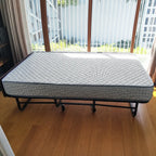 Reinforced Metal Rollaway Bed With Walnut-Top Foldaway Guestroom Cart