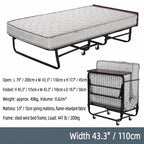 Reinforced Metal Rollaway Bed With Walnut-Top Foldaway Guestroom Cart