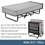 Reinforced Metal Rollaway Bed With Walnut-Top Foldaway Guestroom Cart