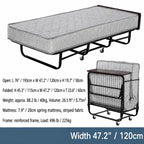 Reinforced Metal Rollaway Bed With Walnut-Top Foldaway Guestroom Cart