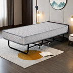 Reinforced Metal Rollaway Bed With Walnut-Top Foldaway Guestroom Cart