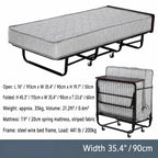 Reinforced Metal Rollaway Bed With Walnut-Top Foldaway Guestroom Cart