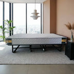Reinforced Metal Rollaway Bed With Walnut-Top Foldaway Guestroom Cart
