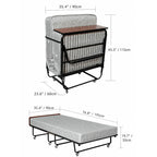 Reinforced Metal Rollaway Bed With Walnut-Top Foldaway Guestroom Cart Dimensions