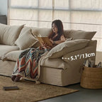 Relaxed Linen Slipcover Sofa With Deep Seat and French Wabi-Sabi Silhouette