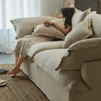 Relaxed Linen Slipcover Sofa With Deep Seat and French Wabi-Sabi Silhouette