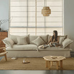 Relaxed Linen Slipcover Sofa With Deep Seat and French Wabi-Sabi Silhouette